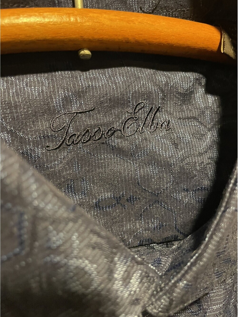 Tasso Elba Men's Button-Down Shirt Size Large Navy Blue Jacquard NWT